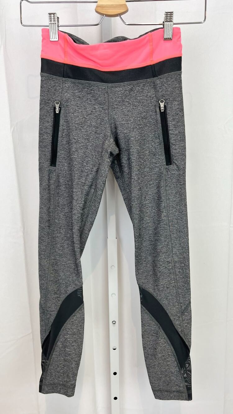 LULULEMON 2 Inspire Tight II Heather Black Boom Juice Deep Coal Gray Zip Pocket
